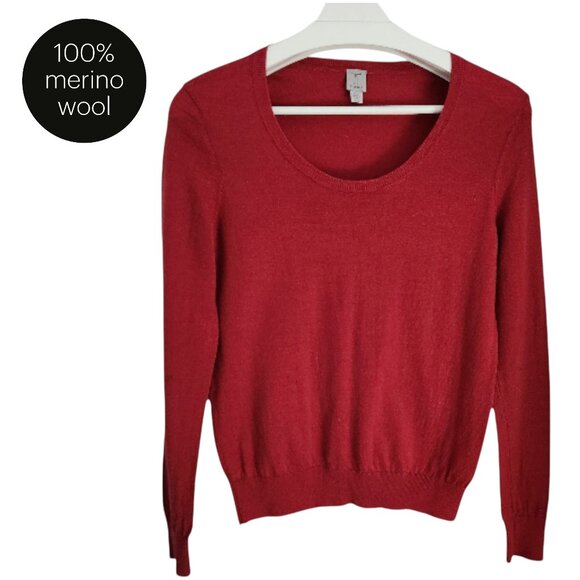 TRISTAN Red Merino Wool Scoop Neck Lightweight Sweater – classic knit – m - Picture 1 of 9